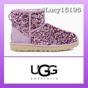 UGG Classic Mini Stellar Lilac Frost Sequin Boots